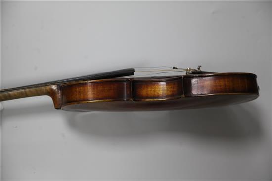 A 19th century English violin, label for John Betts Royal Exchange London 1861,